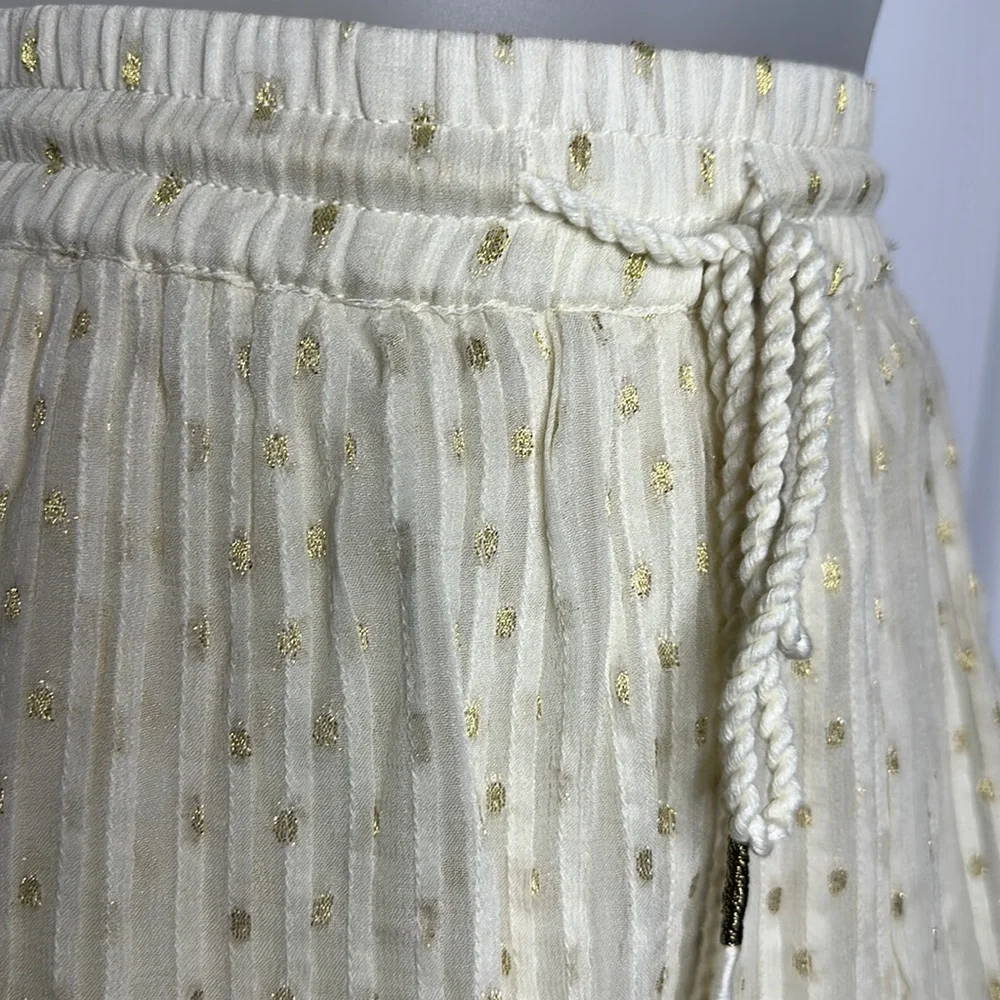 Anthropologie Tryb Cream and Gold Primrose Layered Skirt